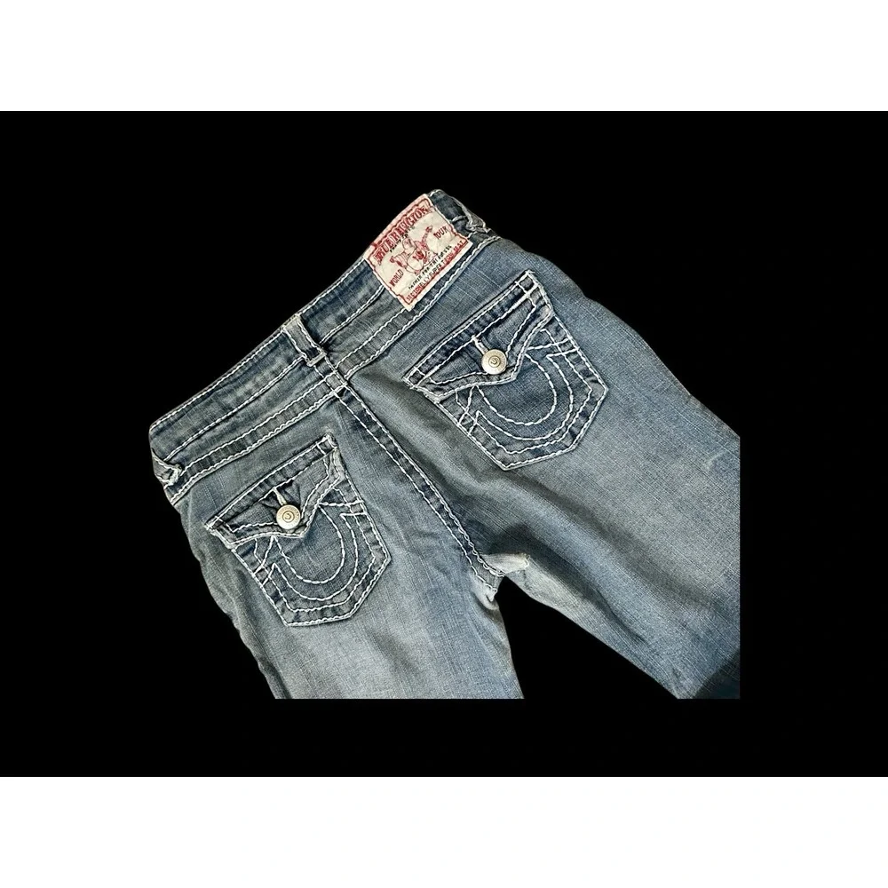 True Religion Billy Super T Womens‎ 29x29 Blue Jeans Distressed U.S.A *Hole